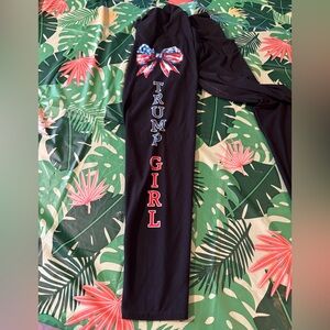 TRUMP GIRL Patriotic Bow Black Stretch Leggings TC2